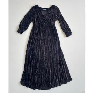 ModCloth Timeless Touch Burnout Velvet Long-Sleeve V-Neck Maxi Dress / 1X Whimsy
